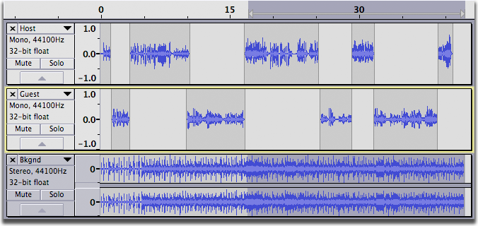 The middle track of three showing its focused state