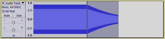 Partial (exponential) Fade Down from original volume to 30%, applied to a constant amplitude tone using Adjustable Fade