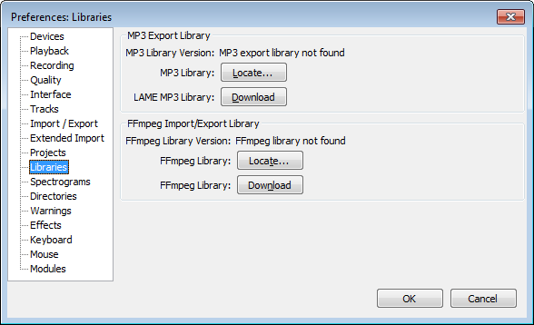 preference's libraries dialog
