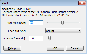 Pluck generator dialog