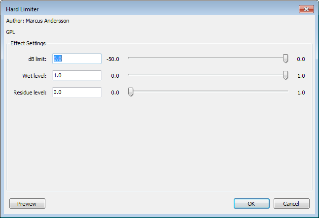 Hard Limiter dialog