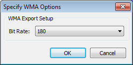 WMA Export Options dialog