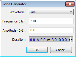 Tone generator dialog, showing point generation