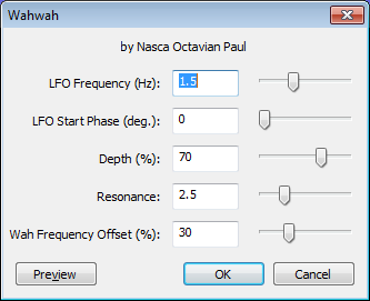 Wahwah effect dialog