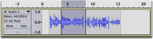 Gray selection region after Split showing dark black split lines