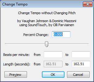 Change Tempo dialog