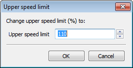 Upper speed dialog, showing default value of 110