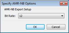 AMR Export Options dialog