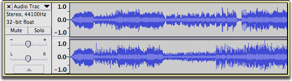 Stereo track after splitting into left and right tracks