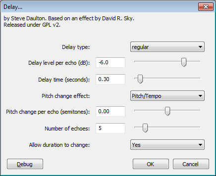 Image of the Delay dialog