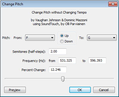 Change Pitch dialog