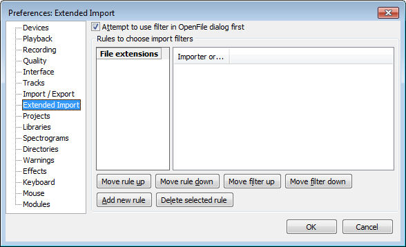 Extended Import Preferences