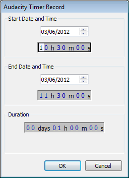 Timer Record dialog