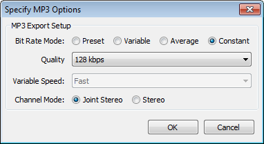 MP3 Options dialog (Linux image)