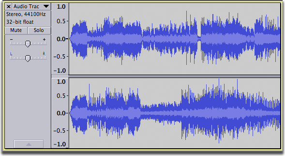 Stereo track before splitting into two separate tracks