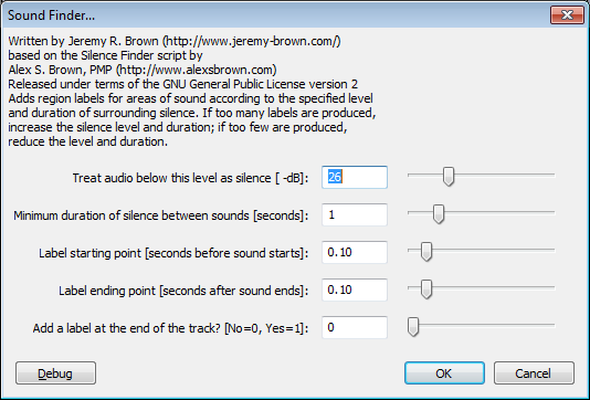 Sound Finder dialog