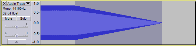 Linear Fade Out applied to the end of a constant frequency and amplitude sine wave