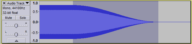 Studio Fade Out applied to the end of a constant frequency and amplitude sine wave