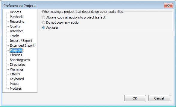 Projects Preferences