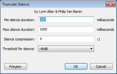 Truncate Silence dialog