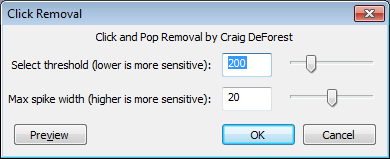 Click Removal dialog